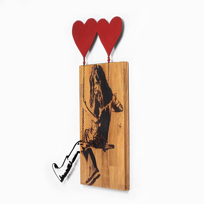 Wallity Banksy - 18 Escultura de pared de madera y metal Nogal y Negro Wallity Banksy - 18 Escultura de pared de madera y metal Nogal y Negro